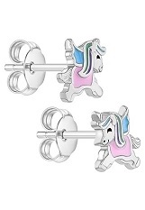 very nice multicolor unicorn silver baby earrings